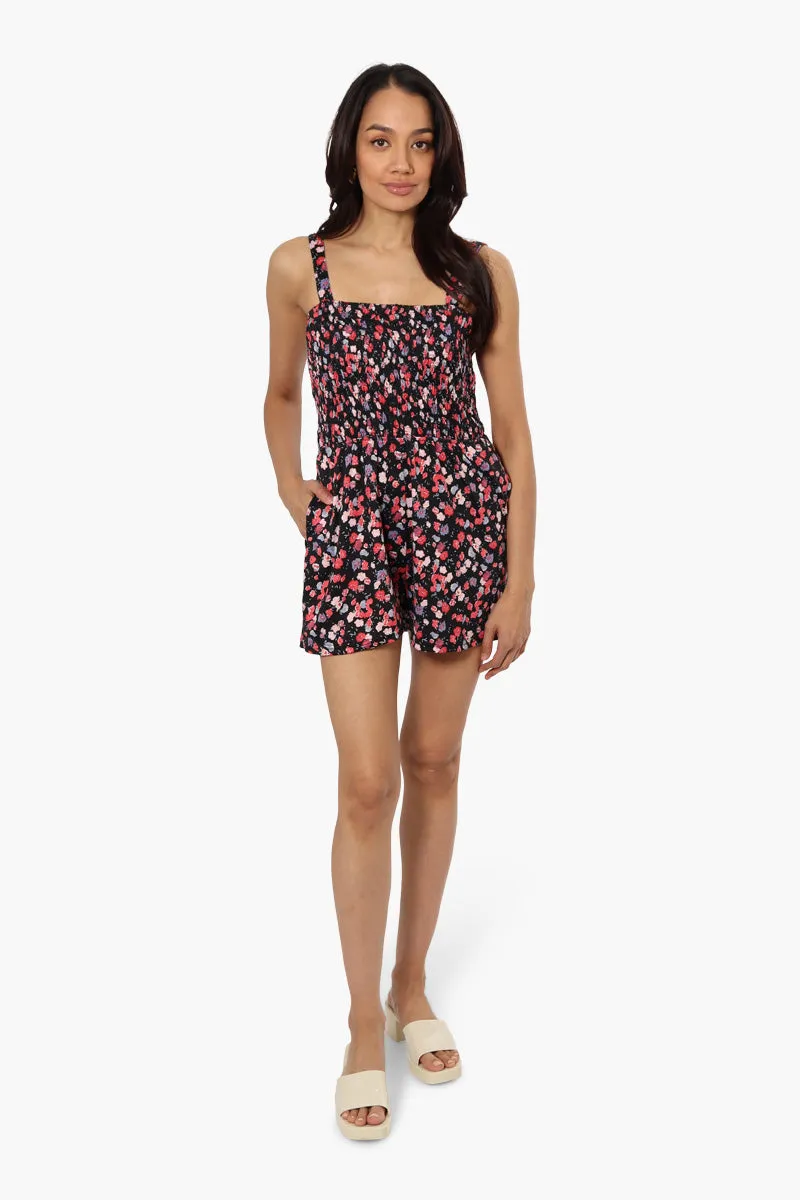 Magazine Floral Smocked Top Romper - Black sold by Fairweather product image thumbnail 2