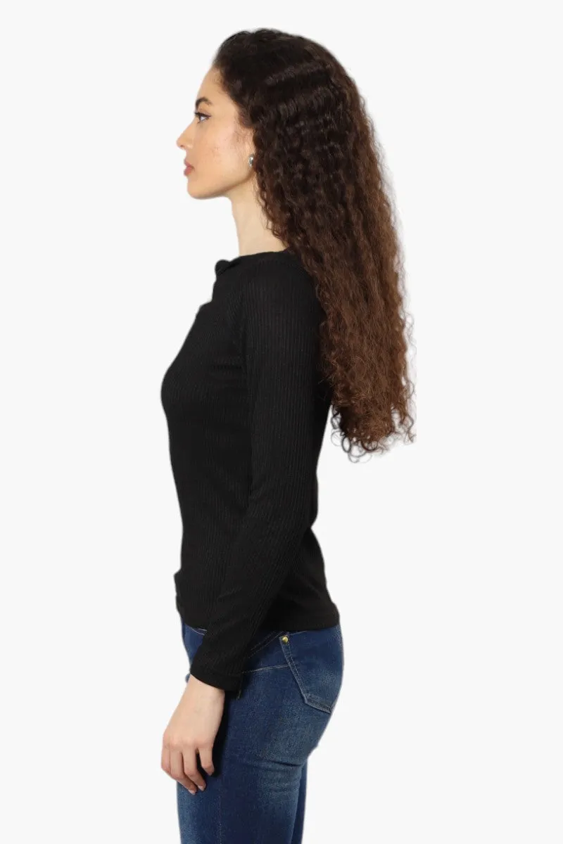Magazine Ribbed Front Twist Long Sleeve Top - Black sold by Fairweather product image thumbnail 3