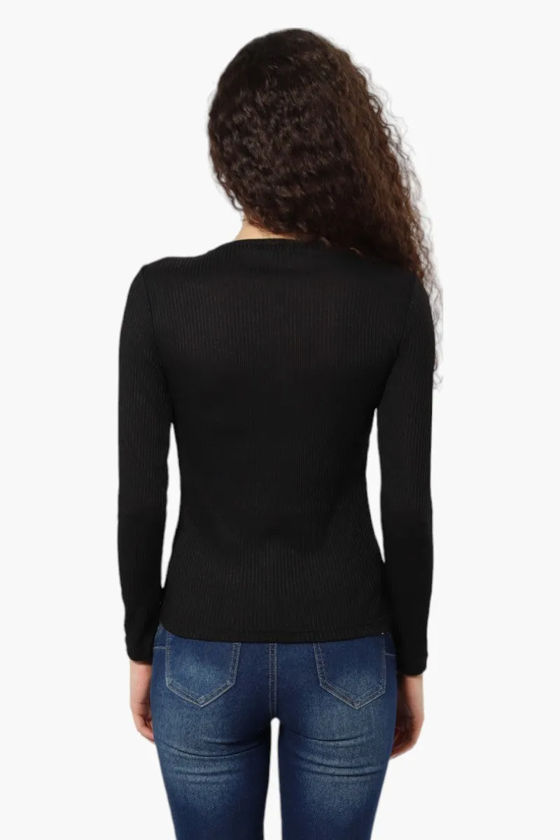 Magazine Ribbed Front Twist Long Sleeve Top - Black sold by Fairweather product image thumbnail 4