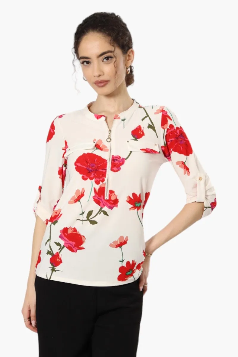 Beechers Brook Floral Zip Front Shirt - Cream sold by Fairweather
