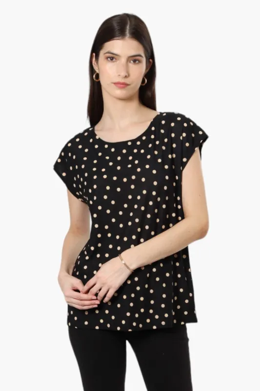 Impress Polka Dot Pattern Cap Sleeve Blouse - Black sold by Fairweather