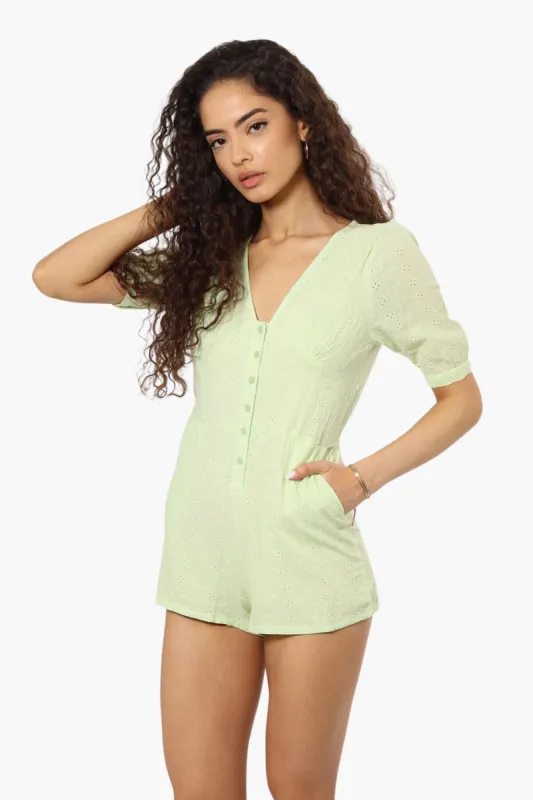 New Look Short Sleeve Button Down Romper - Yellow sold by Fairweather