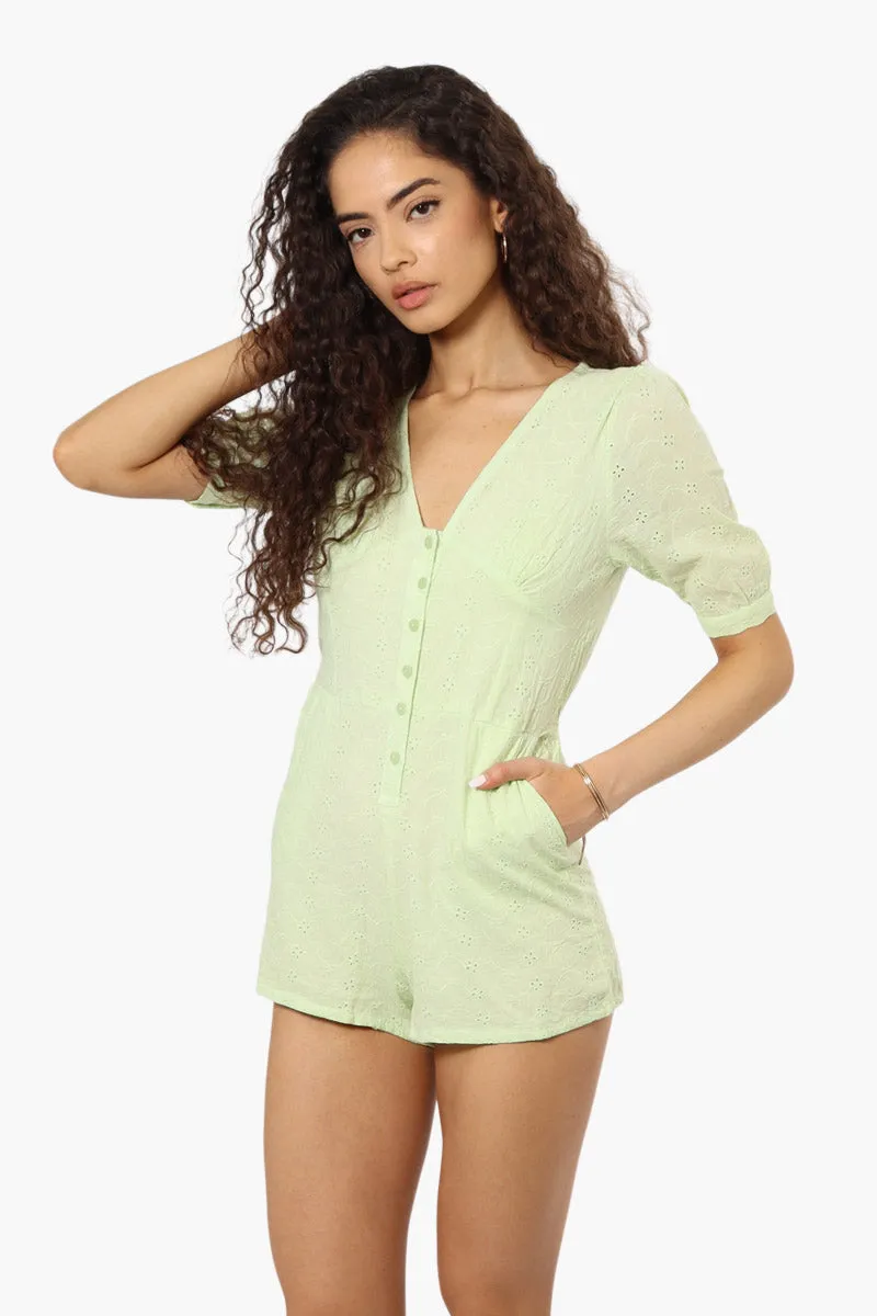 New Look Short Sleeve Button Down Romper - Yellow sold by Fairweather