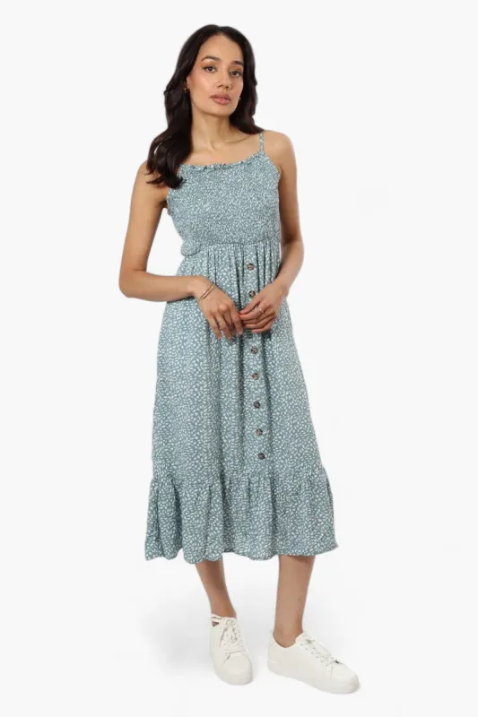 Limite Floral Smocked Top Maxi Dress - Teal sold by Fairweather