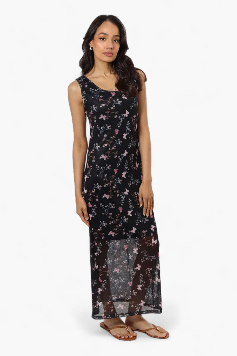 Majora Butterfly Pattern Mesh Maxi Dress - Black sold by Fairweather product image thumbnail 2