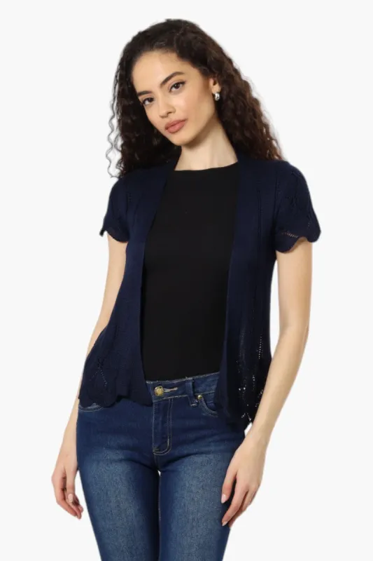 Impress Knit Cap Sleeve Shrug Cardigan - Navy sold by Fairweather