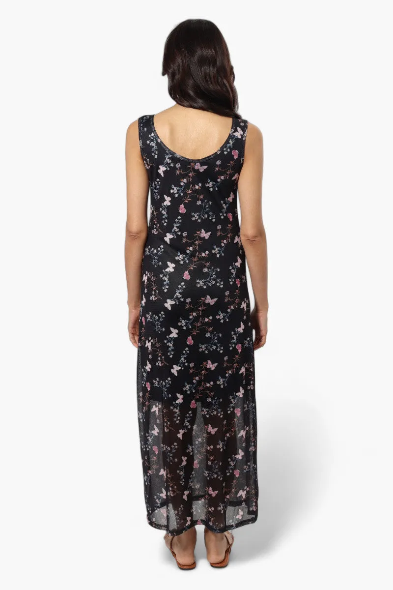 Majora Butterfly Pattern Mesh Maxi Dress - Black sold by Fairweather product image thumbnail 4