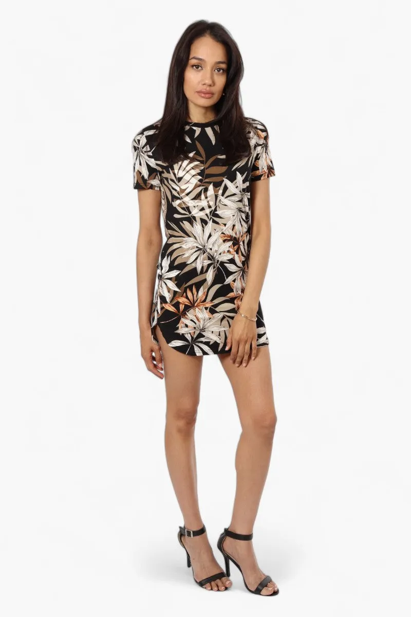 International INC Company Patterned Cap Sleeve Short Day Dress - Black sold by Fairweather