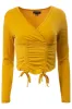 Solid Ruched Long Sleeve Top - Mustard sold by Fairweather
