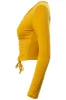 Solid Ruched Long Sleeve Top - Mustard sold by Fairweather