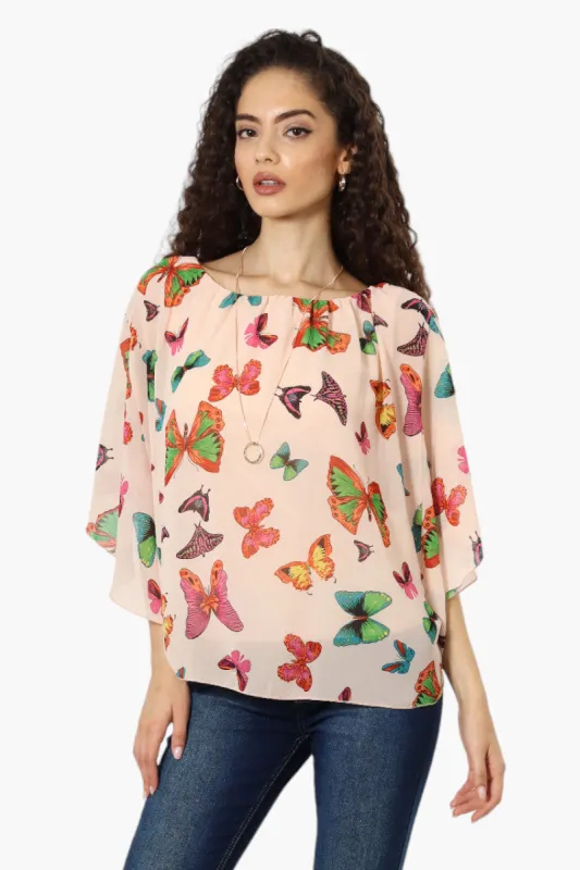 Limite Floral Flutter Necklace Blouse - Peach sold by Fairweather