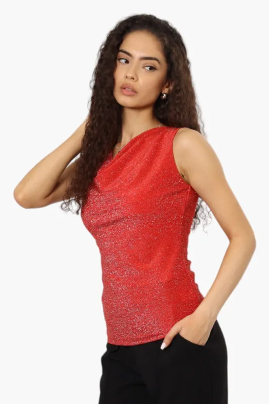 Limite Lurex Cowl Neck Tank Top - Red sold by Fairweather