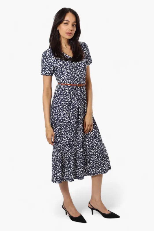 International INC Company Belted Floral Maxi Dress - Navy sold by Fairweather