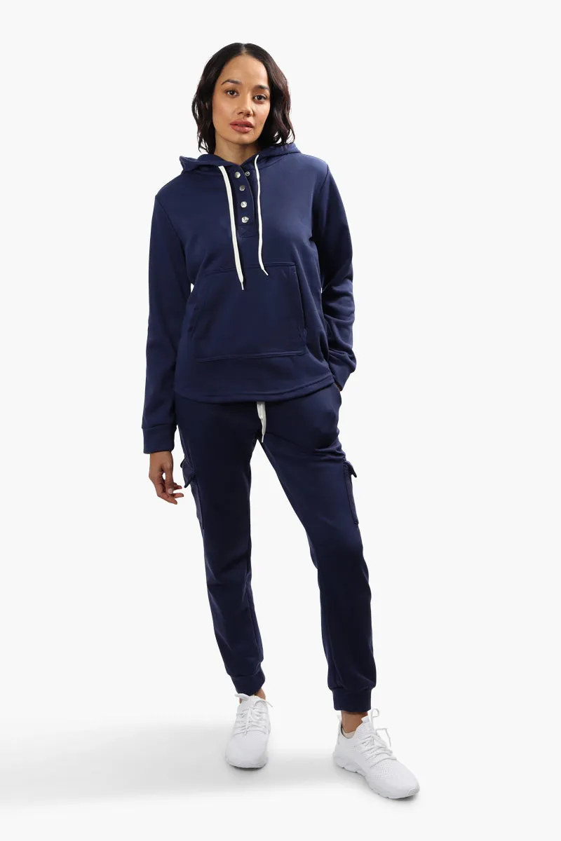 Fahrenheit Fleece Henley Hoodie - Navy sold by Fairweather product image thumbnail 2