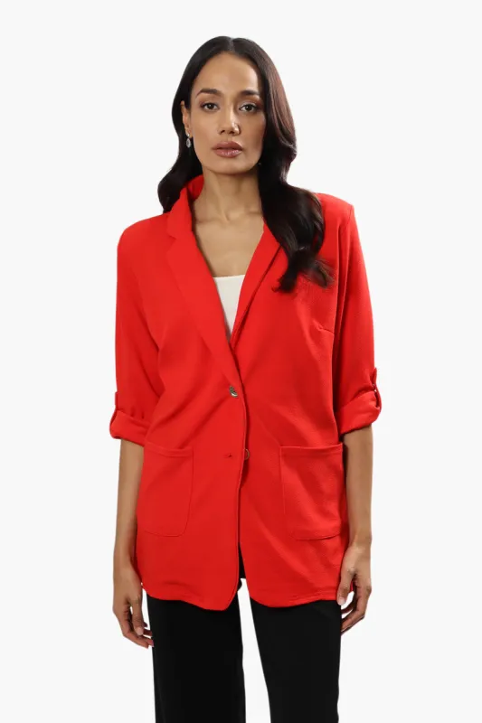 Impress Roll Up Sleeve 2 Button Blazer - Red sold by Fairweather