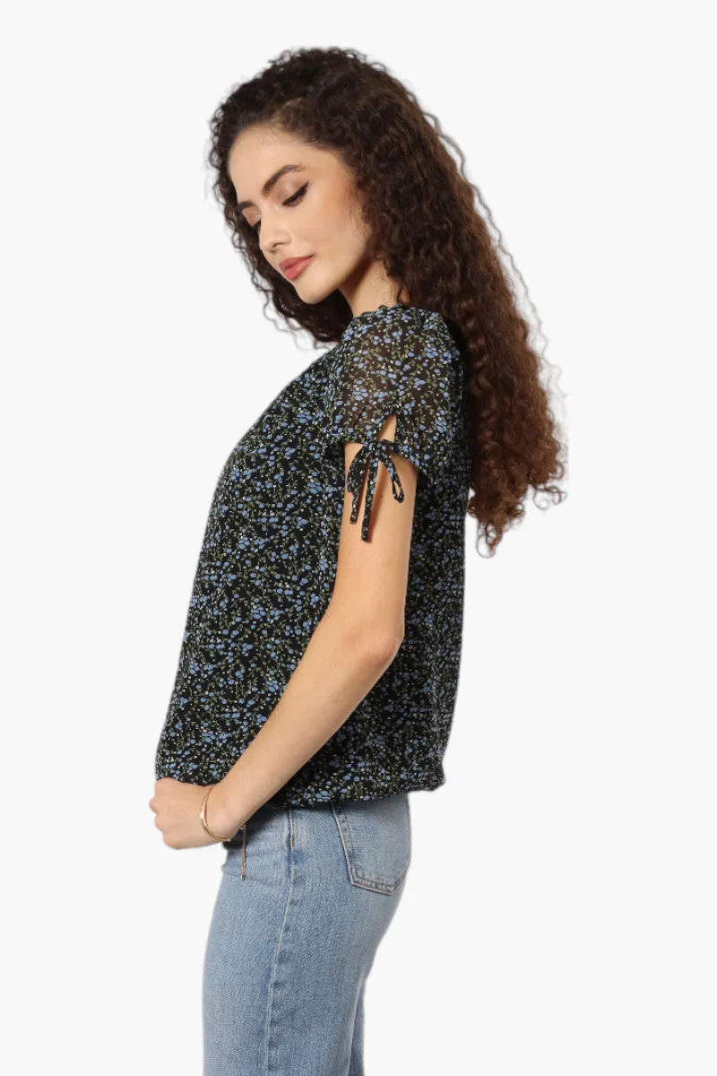 Limite Floral Tie Sleeve Blouse - Black sold by Fairweather product image thumbnail 3