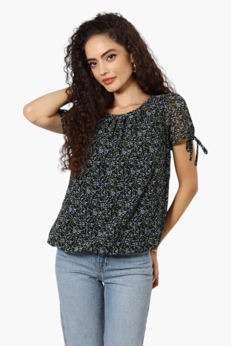 Limite Floral Tie Sleeve Blouse - Black sold by Fairweather