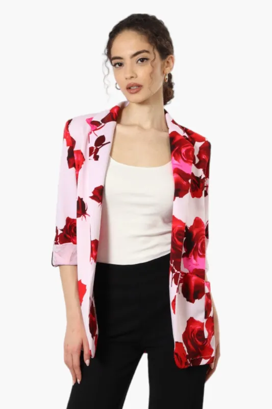 Limite Floral Roll Up Sleeve Open Blazer - Pink sold by Fairweather