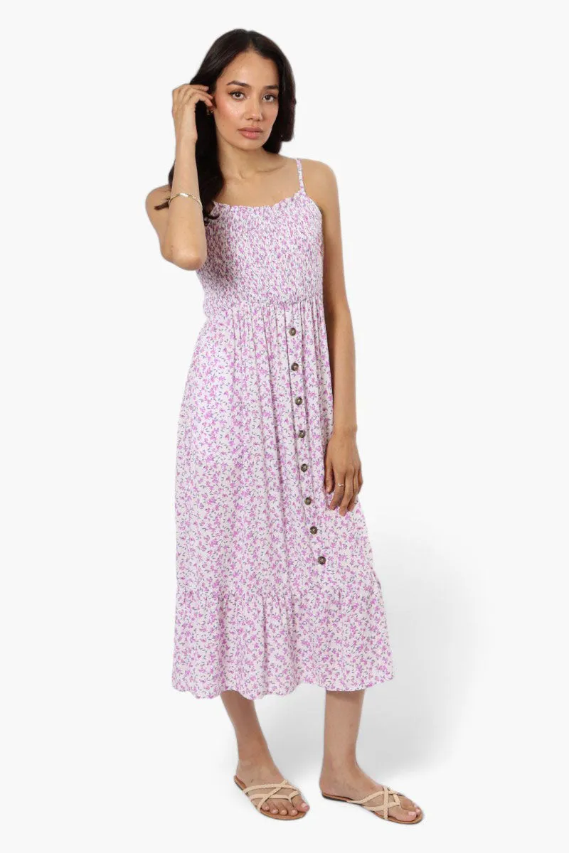 Limite Floral Smocked Top Maxi Dress - Purple sold by Fairweather