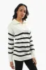 International INC Company Striped Front Zip Pullover Sweater - White sold by Fairweather