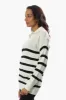 International INC Company Striped Front Zip Pullover Sweater - White sold by Fairweather