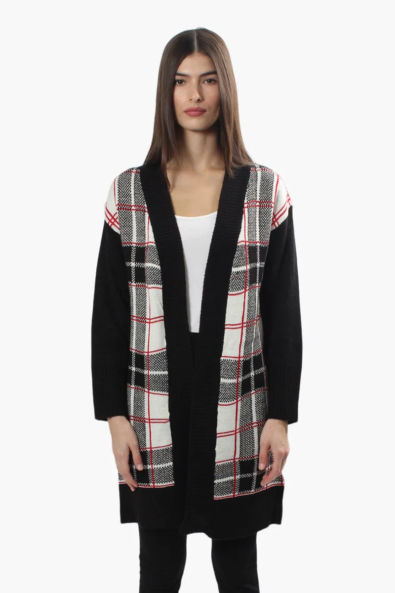 Canada Weather Gear Plaid Open Cardigan - Black sold by Fairweather