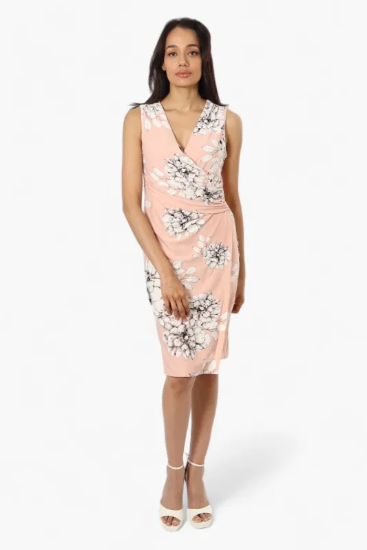 Beechers Brook Floral Sleeveless Crossover Day Dress - Peach sold by Fairweather