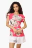 Impress Floral Cap Sleeve Tee - Pink sold by Fairweather