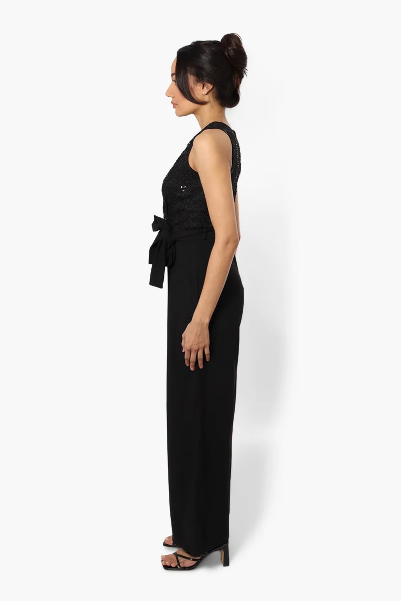 Limite Belted Lace Sequin Jumpsuit - Black sold by Fairweather product image thumbnail 3