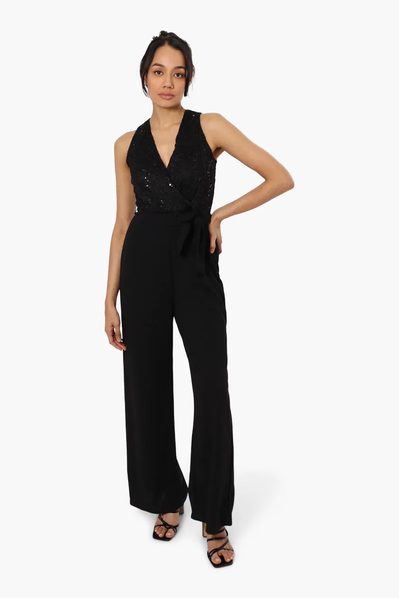 Limite Belted Lace Sequin Jumpsuit - Black sold by Fairweather product image thumbnail 2