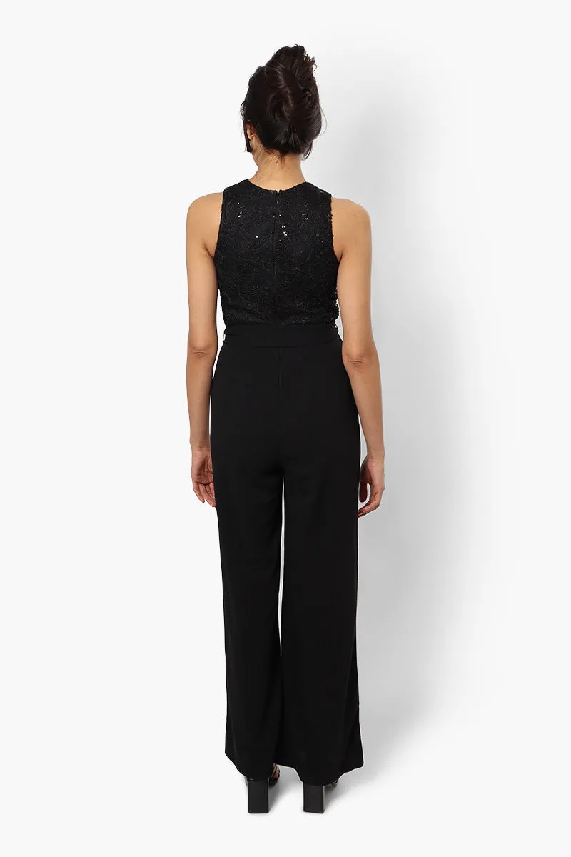 Limite Belted Lace Sequin Jumpsuit - Black sold by Fairweather product image thumbnail 4