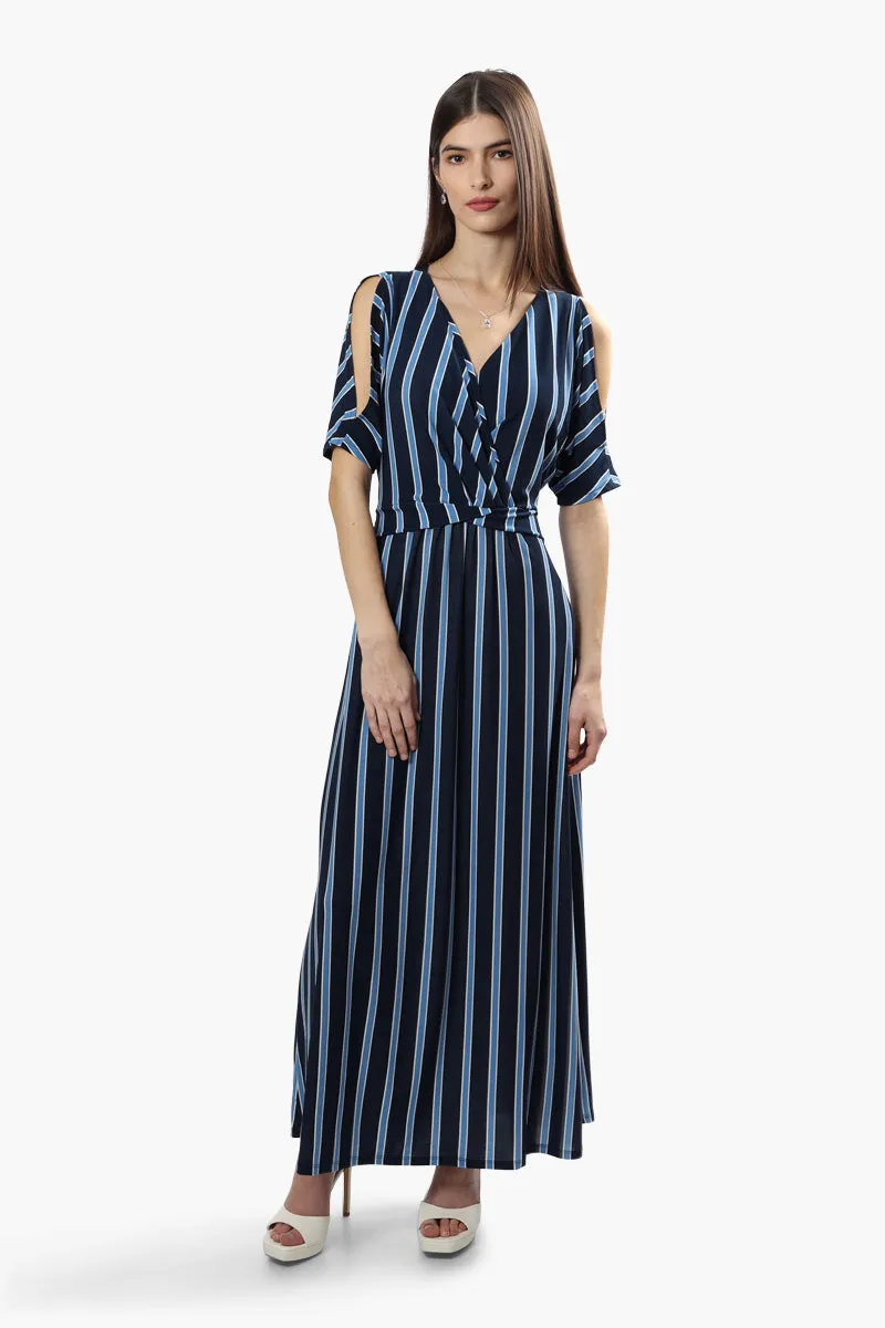 Beechers Brook Striped Crossover Maxi Dress - Navy sold by Fairweather