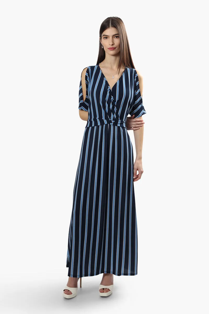 Beechers Brook Striped Crossover Maxi Dress - Navy sold by Fairweather product image thumbnail 2