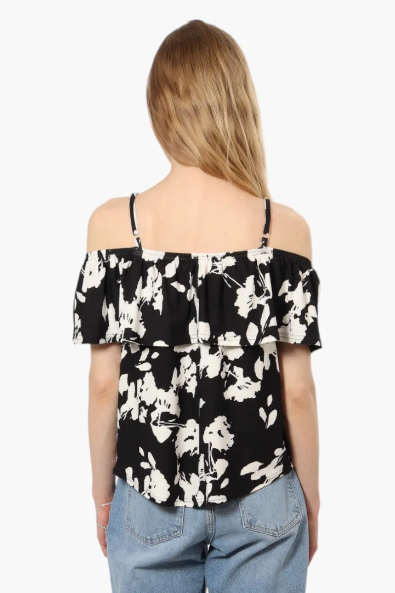 Beechers Brook Floral Pattern Flounce Tank Top - Black sold by Fairweather product image thumbnail 4