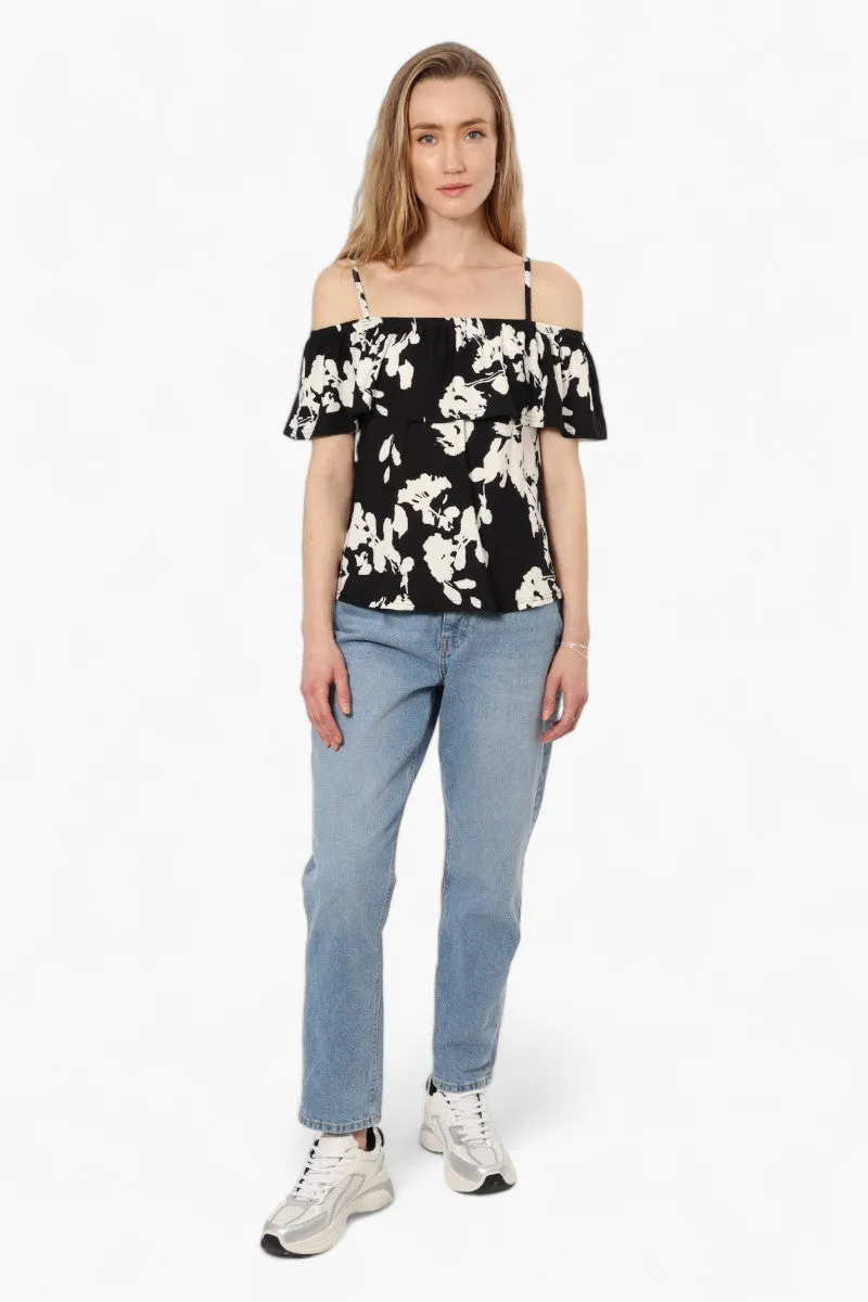 Beechers Brook Floral Pattern Flounce Tank Top - Black sold by Fairweather product image thumbnail 2