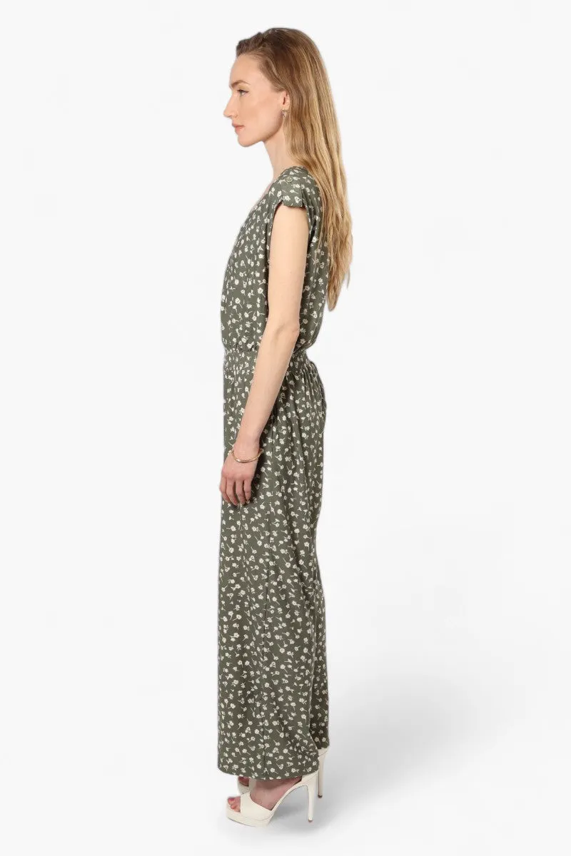 Limite Floral Front Zip Jumpsuit - Olive sold by Fairweather product image thumbnail 3