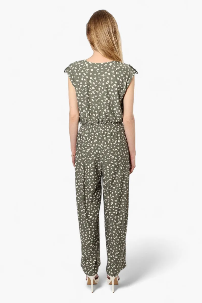 Limite Floral Front Zip Jumpsuit - Olive sold by Fairweather product image thumbnail 4