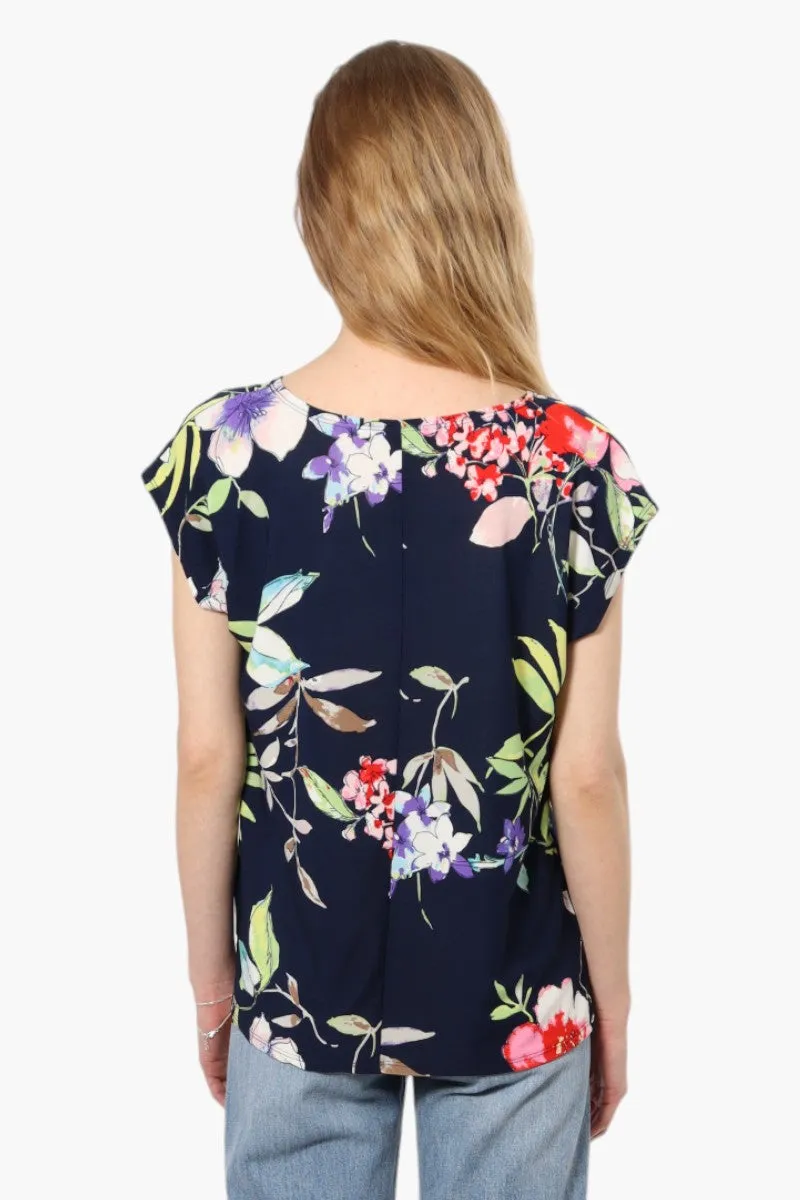 Impress Floral Cap Sleeve Shirt - Navy sold by Fairweather product image thumbnail 4