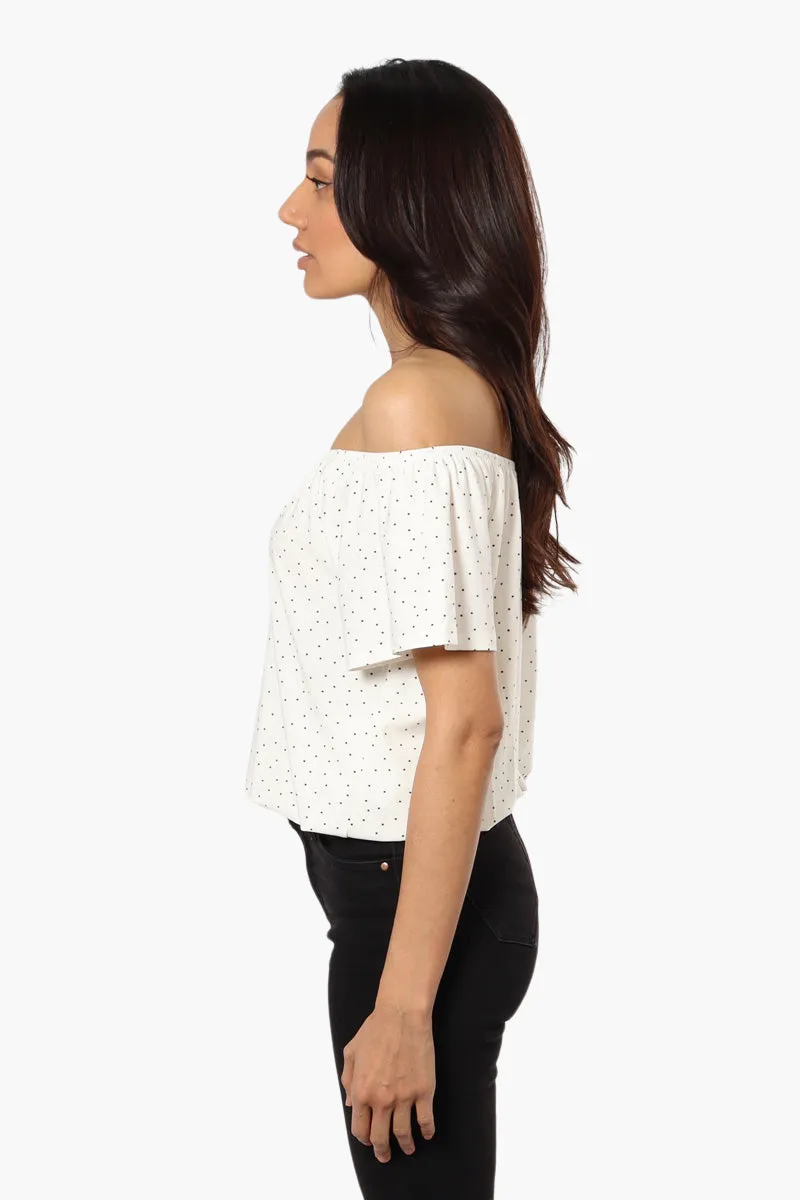 International INC Company Patterned Placket Off Shoulder Blouse - White sold by Fairweather product image thumbnail 3
