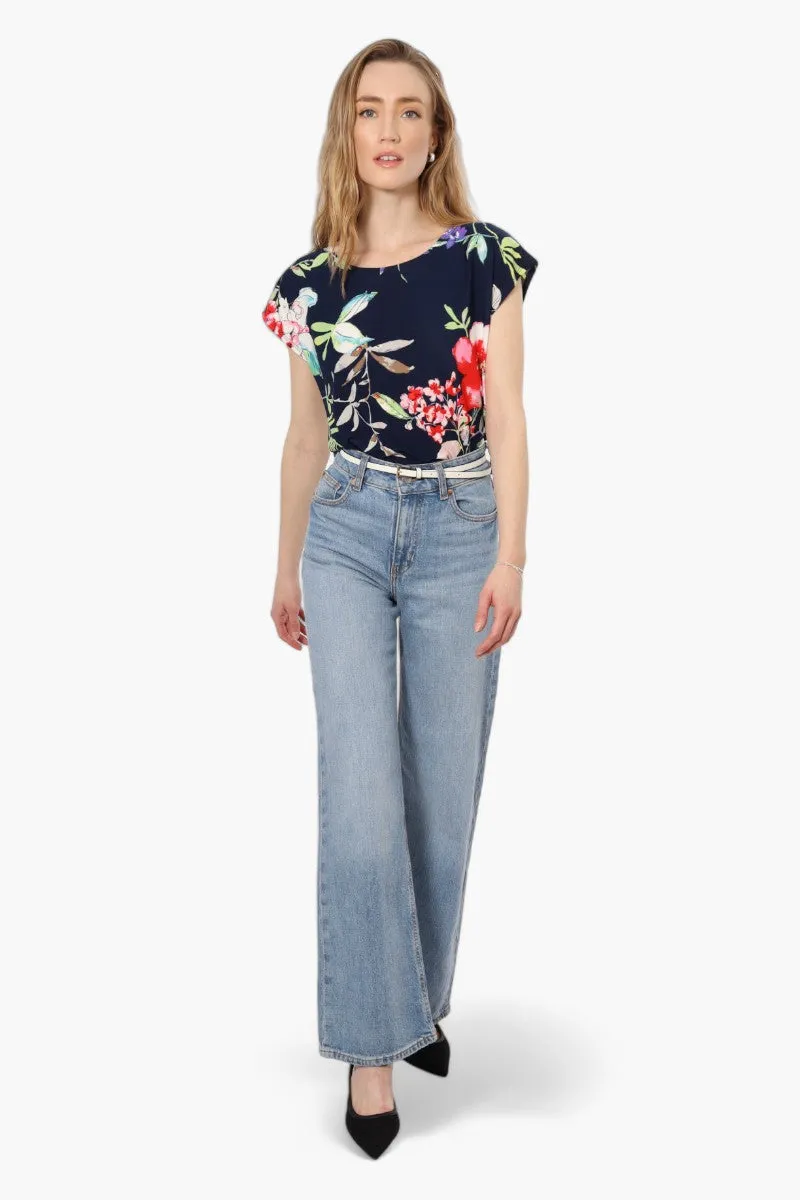 Impress Floral Cap Sleeve Shirt - Navy sold by Fairweather product image thumbnail 2