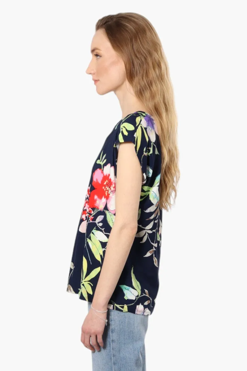 Impress Floral Cap Sleeve Shirt - Navy sold by Fairweather product image thumbnail 3