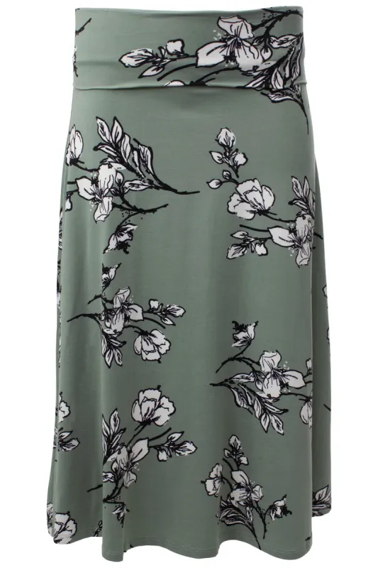 Floral Foldover Waist Midi Skirt - Mint sold by Fairweather
