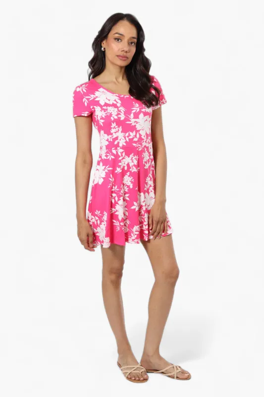 Majora Floral Cap Sleeve Skater Day Dress - Pink sold by Fairweather