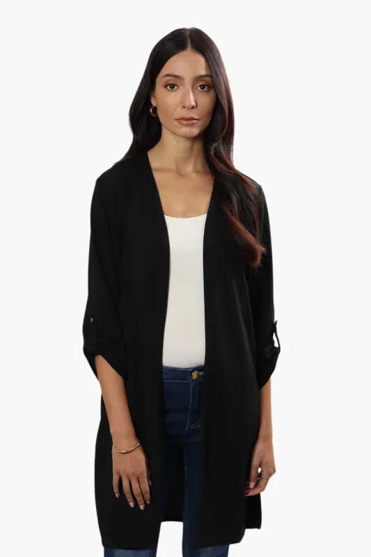 Limite Open Front Roll Up Sleeve Cardigan - Black sold by Fairweather
