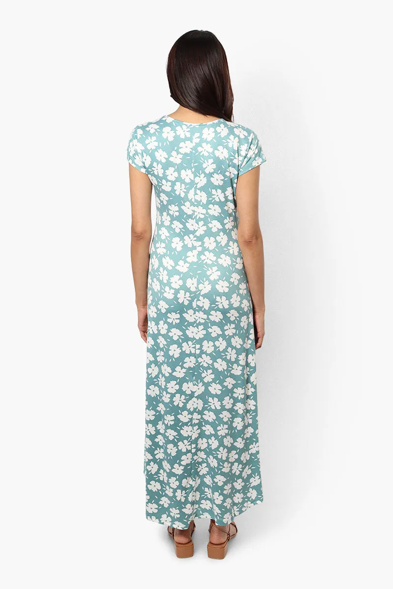 International INC Company Patterned High Low Maxi Dress - Teal sold by Fairweather product image thumbnail 4