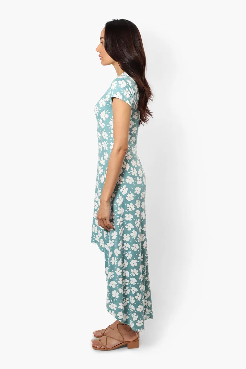 International INC Company Patterned High Low Maxi Dress - Teal sold by Fairweather product image thumbnail 3