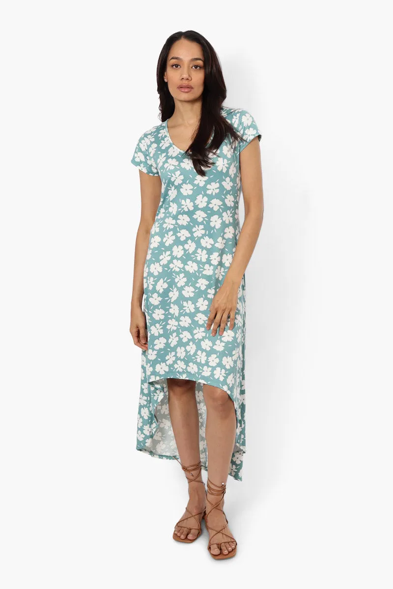 International INC Company Patterned High Low Maxi Dress - Teal sold by Fairweather