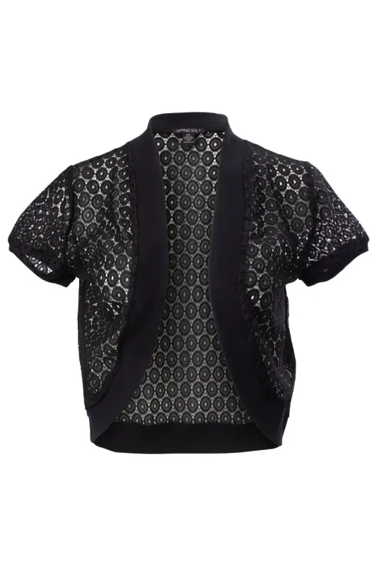 Impress Open Lace Shrug Cardigan - Black sold by Fairweather