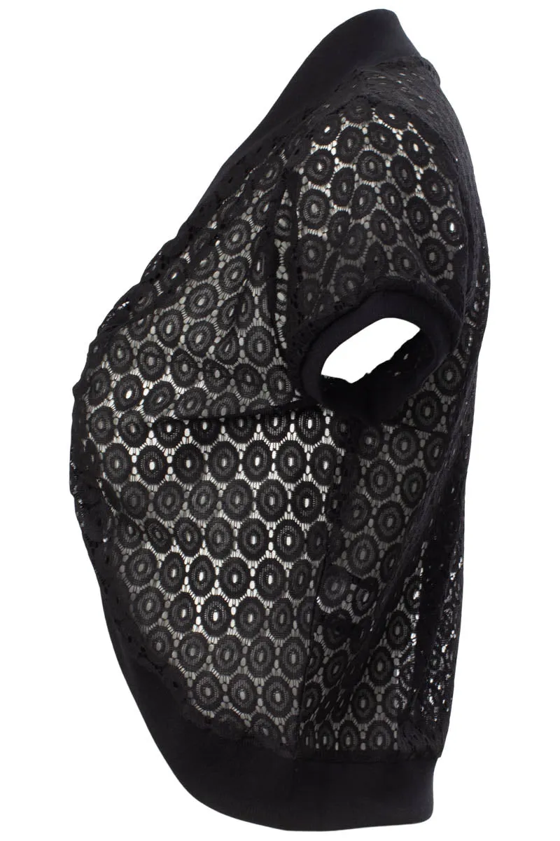Impress Open Lace Shrug Cardigan - Black sold by Fairweather product image thumbnail 2