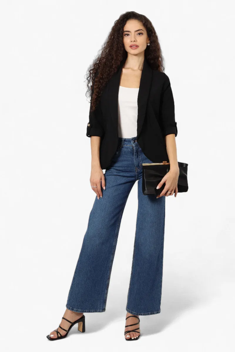 Impress Open Roll Up Sleeve Blazer - Black sold by Fairweather product image thumbnail 2